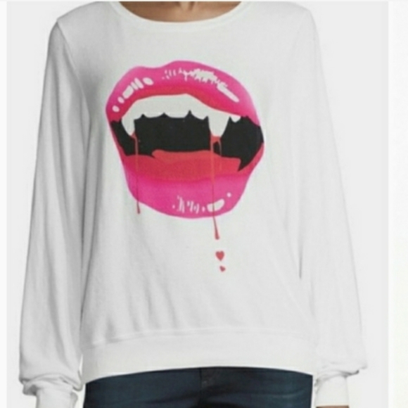 HTF Wildfox Vampire Lips Fangs Jumper Sweater - Picture 7 of 7